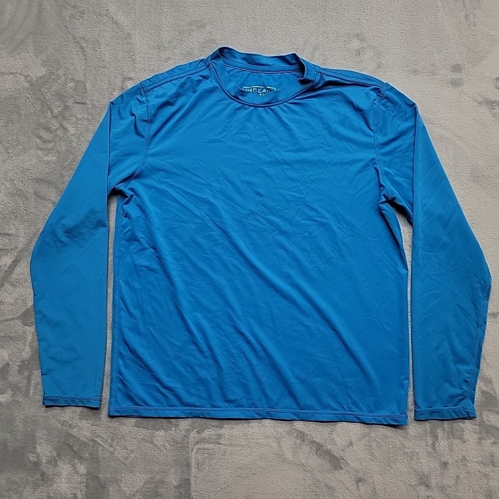 Ingear Shirt Boys Large 10/12 Blue Rash Guard Long Sleeve UPF 50 Swim Surf
